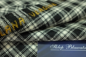 Wełna 100% Kostiumowa Tartan Flanela Vergine Bianco/Nero