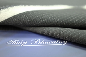 Wełna 100% Garniturowa Prążek Grafitowa Stock 