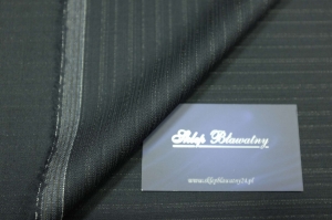 Wełna Garniturowa Granat Prążek Stock 