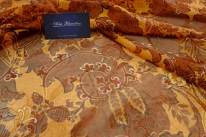 Jedwab Naturalny 100% Szyfon z Brokatem Milwaukee Miedź