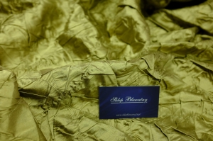 Jedwab Naturalny 100% Shantung Crash Oliwka/Złoto