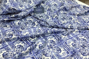 Jedwab Naturalny Lycra Krepa na Satynie D&G Ceramica Centaurea