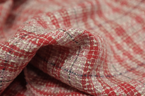 Chanel Wełna Poliester Krata Kupon Intento 01.jpg