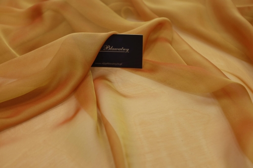 Jedwab Naturalny 100% Szyfon Milano Kameleon Złoto_Pomarańcz 02.jpg