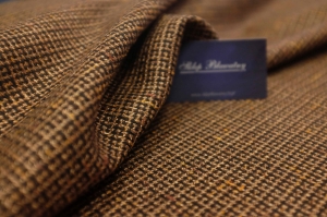 Wełna Poliester Alta Moda Drobna Kratka Brąz/Pomarańcz