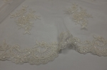 Koronka Poliamid Cekiny i Koraliki Ślubna Kremowa 04.jpg