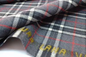 Wełna Kostiumowa Vergine Tartan Ciemno Szara